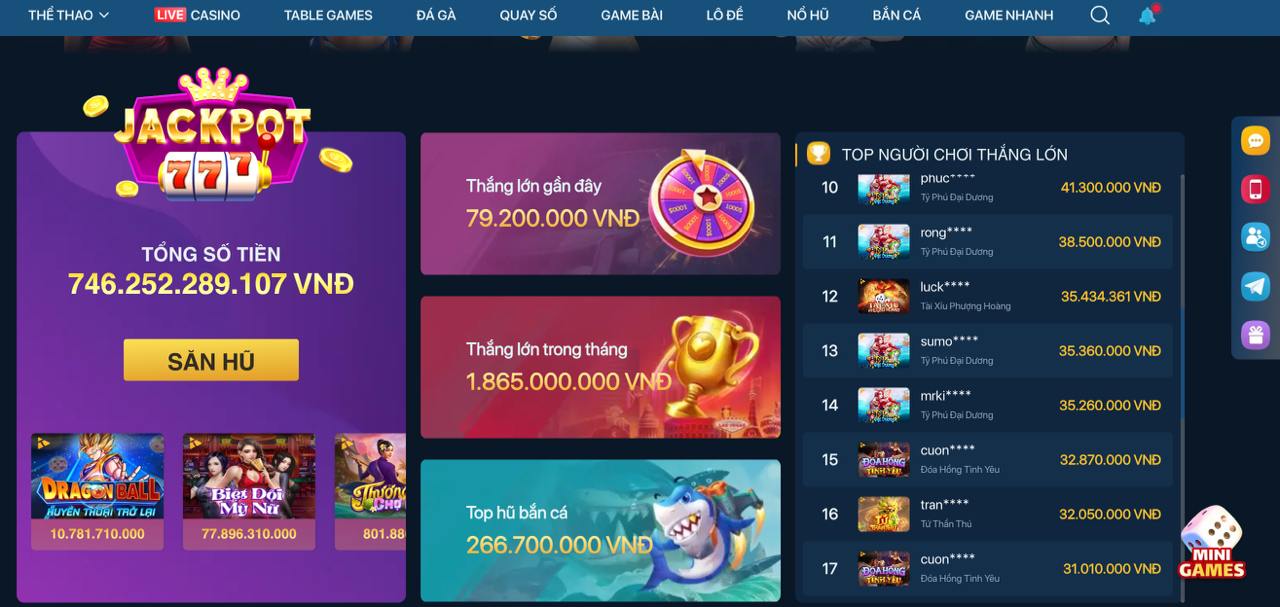 Giao diện Jackpot SV888 đỉnh cao